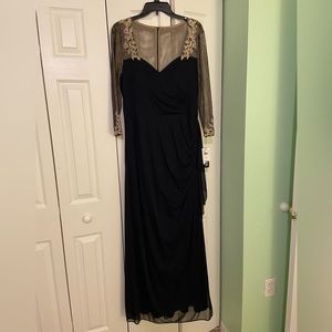 Womens Navy/Gold evening gown